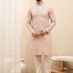 SWAGG INDIA Men Ethnic Motifs Embroidered Thread Work Kurta-image-88