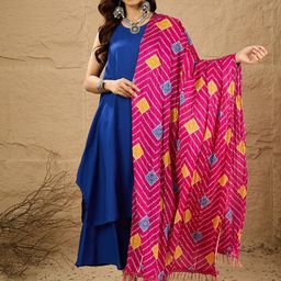 InWeave Women Solid A-Line Kurta with Palazzos & Dupatta-image-75