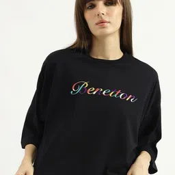 United Colors of Benetton Women Typography Printed Round Neck Cotton T-shirt-picture-4