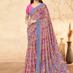 LeeliPeeri Designer Floral Poly Georgette Saree-9