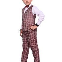 VALUE CREATION Boys Checked 3 Piece Suits image 2