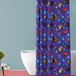 ArtzFolio Violet & Red Abstract Printed Waterproof Shower Curtain-image-60