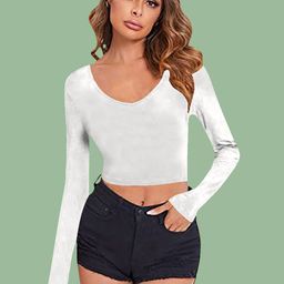 Dream Beauty Fashion Solid Scoop Neck Crop Top-image-50