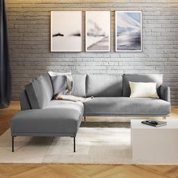 nestroots ModernElegance Grey L Shaped 5 Seater Chic Velvet Sofa-13