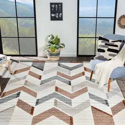 OBSESSIONS Cream-Coloured Abstract Anti-Skid Polypropylene Carpet-72