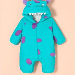 Hopscotch Kids Blue Polyester Monster Face Hooded Bodysuit-picture-6