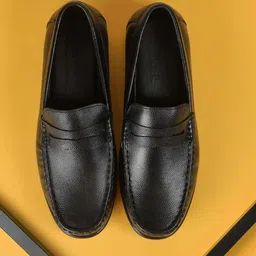 Mochi Men Leather Square Toe Formal Loafers-image-3