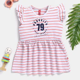 Here&Now X Game Begins Girls Striped Fit & Flare Dress-image-31