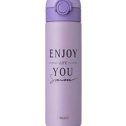 iSWEVEN Purple & Black Single Stainless Steel Printed Double Wall Vacuum Water Bottle-image-66