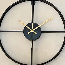 Nutts Black & Gold-toned Round Shaped Analogue Contemporary Wall Clock-image-89