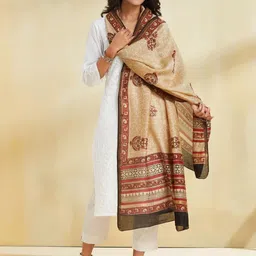 Fabindia Floral Printed Cotton Silk Dupatta-image-58