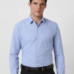 Peter England Men Slim Fit Spread Collar Micro Checked Cotton Formal Shirt-picture-33