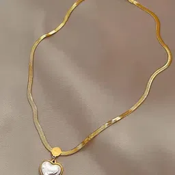 DressBerry Stainless Steel Gold-Plated Beaded Love Heart Shaped Pendant With Chain-10