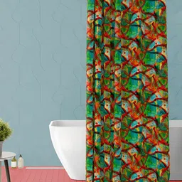 ArtzFolio Green & Red Abstract Printed Waterproof Shower Curtain-14