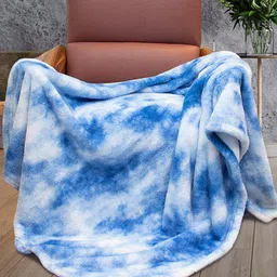 Changers Blue & White AC Room 300 GSM Double Bed Blanket-picture-2