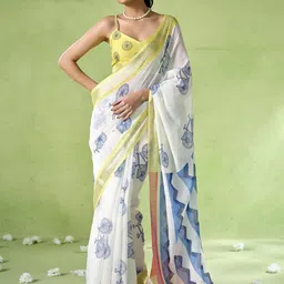 Mitera Women Geometric Printed Zari Woven Design Saree-picture-5