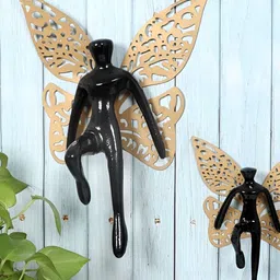 Amaya Decors 2Pcs Black & Beige Textured Angel With Wings Wall Hangings-image-50