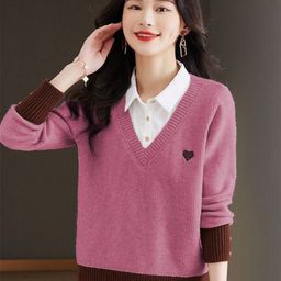 StyleCast Women V-Neck Long Sleeves Cable Knit Pullover Sweaters-image-77