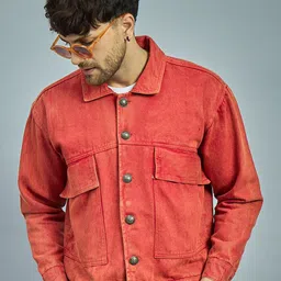 FUGAZEE Men Tie and Dye Crop Denim Jacket-image-31