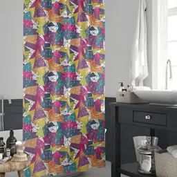 ArtzFolio Purple & Green Abstract Printed Waterproof Shower Curtain-25