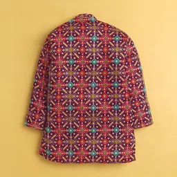 Jeetethnics Boys Geometric Printed Mandarin Collar Kurta With Pyjamas image 2