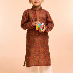 Manyavar Boys Ethnic Motifs Printed Kurta with Pyjama-image-29