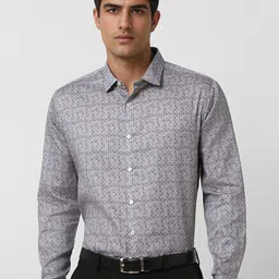V Dot Men Slim Fit Spread Collar Abstract Printed Cotton Formal Shirt-image-62
