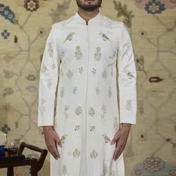 Agrajain Embellished Long Sleeve Sherwani Set-image-29