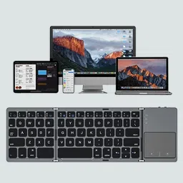 Cpixen Foldable Bluetooth Keyboard with Touchpad, Tri-Folding Wired USB, Wireless Handheld Multi-device Keyboard-14