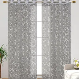 Galaxy Home Decor Grey Set of 2 Sheer Long Door Curtain-image-88