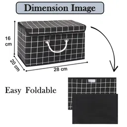 Kuber Industries Black & White Checked Multipurpose Medium Storage Box With Lid & Handle image 4