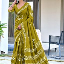 Moda Rapido Colourblocked Pure Cotton Designer Block Print Saree-picture-4