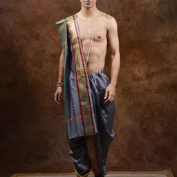 Exotic India Men Ready to Wear Dhoti and Veshti Set-image-88
