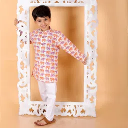 MoMaa Boys Printed Regular Pure Cotton Kurta with Pyjamas-62