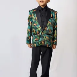 Funny Bones Clothings Boys Animal Printed Tuxedo Blazer-image-15