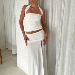 LULU & SKY Halter Neck Top With Skirt Co-Ords-picture-11