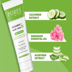 PORES Be Pure Set Of 3 Cucumber & Aloevera Face Wash - 100ml Each image 4