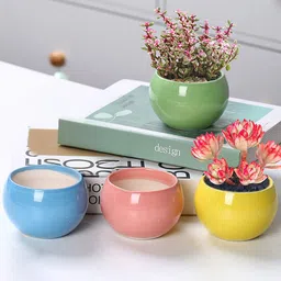 Ekhasa Blue & Pink 4 Pieces Ceramic Planter Pots-11