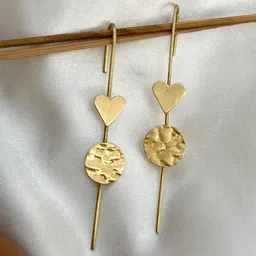 A little Extra Gold Brass Earrings-36