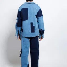 FIBONACCI Men Denim Jacket with Patchwork image 3