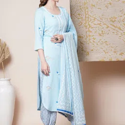 Anni Designer Abstract Printed Regular Straight Kurta with Trousers & Dupatta image 5