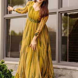 Jash Creation Floral Print Crepe Fit & Flare Maxi Dress-image-50