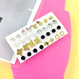 Shivarth Set Of 16 Artificial Beads Circular Studs image 5