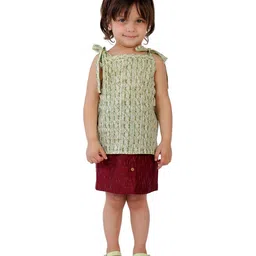 Tiny Bunnies Girls Printed Shoulder Straps Pure Cotton Top With Skirt-picture-30