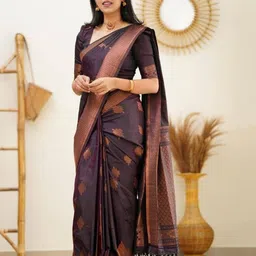VILLE FASHION Woven Design Zari Art Silk Kanjeevaram Saree-picture-16