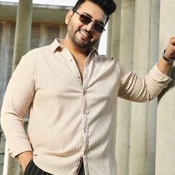 Instafab Plus Vertical Stripes Textured Comfort Relaxed Fit Shirt-picture-20