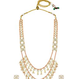 Peora Gold-Plated Kundan-Studded & Beaded 2-Layer Long Jewellery Set-image-47