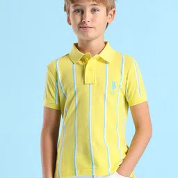 U.S. Polo Assn. Kids Boys Brand Logo Striped Polo Collar Applique T-shirt-picture-33