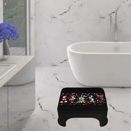 Kuber Industries Black Geometric Plastic Bath Accessories Set-59