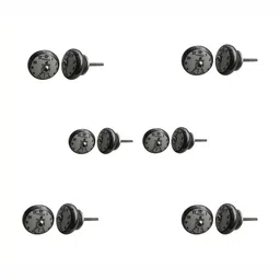 Indianshelf Black & Grey 6 Pieces Printed Ceramic Knobs-16